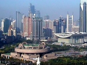 From the hotel window: towards the peoples park and Shanghai museum