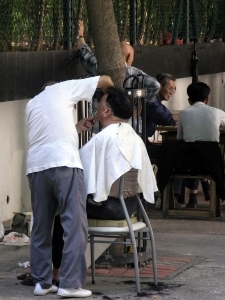A street barber
