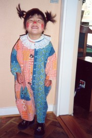 Yanmei dressed up as a clown - January 2001